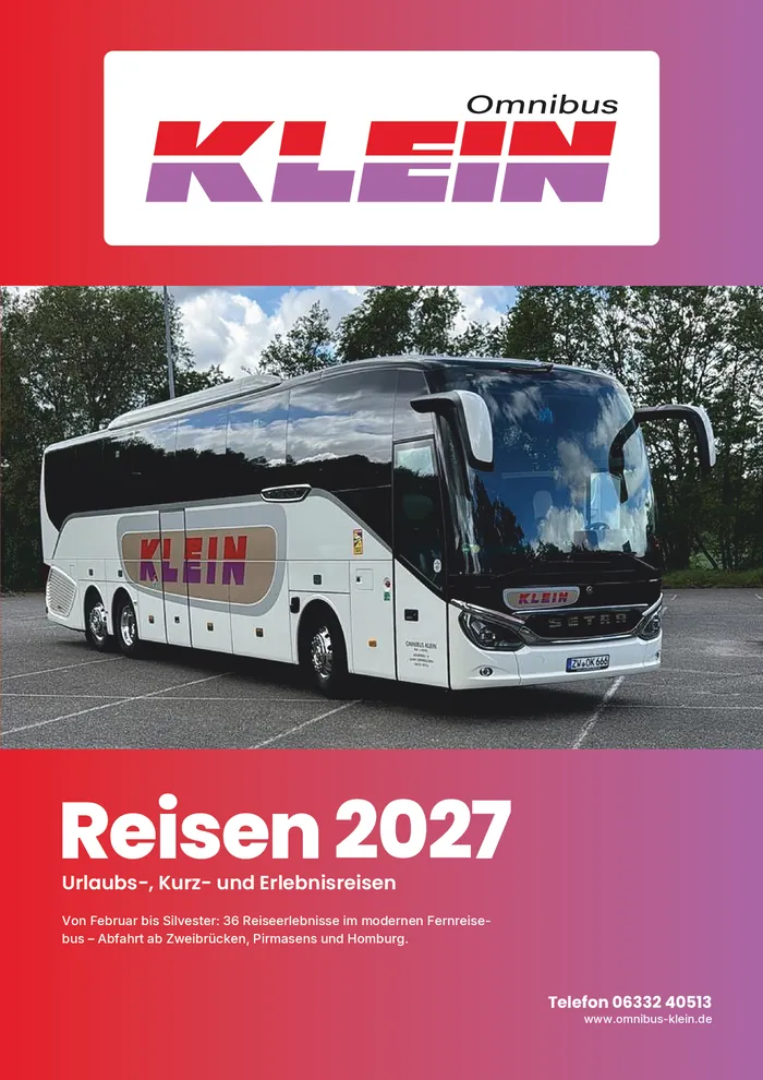 Titelseite des Reisekatalogs 2027 von Omnibus Klein